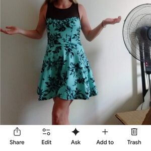 Floral Sleeveless Dress - Black and Blue